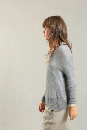 Fog Silver Grey Cross knitted shirt with Long Sleeves