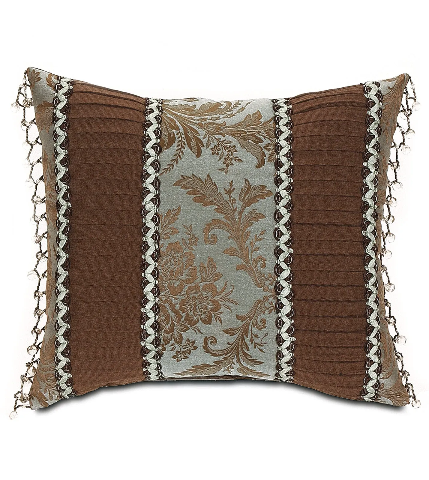 Foscari Mocha Pleated Throw Pillow Cover 15x18