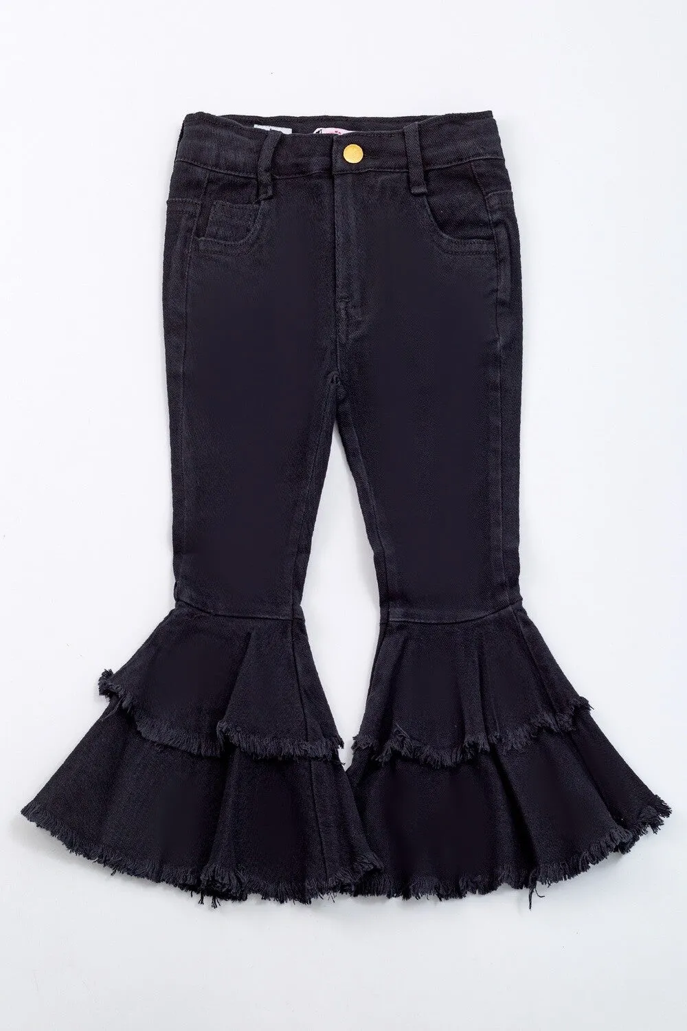 Girls Black Denim Flare