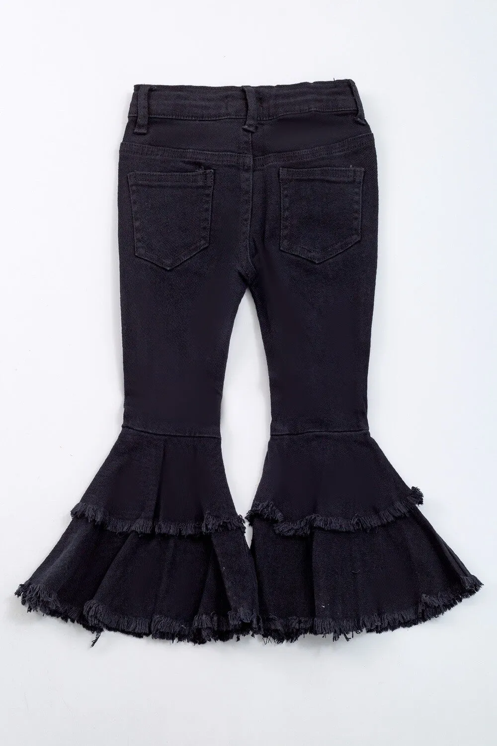 Girls Black Denim Flare