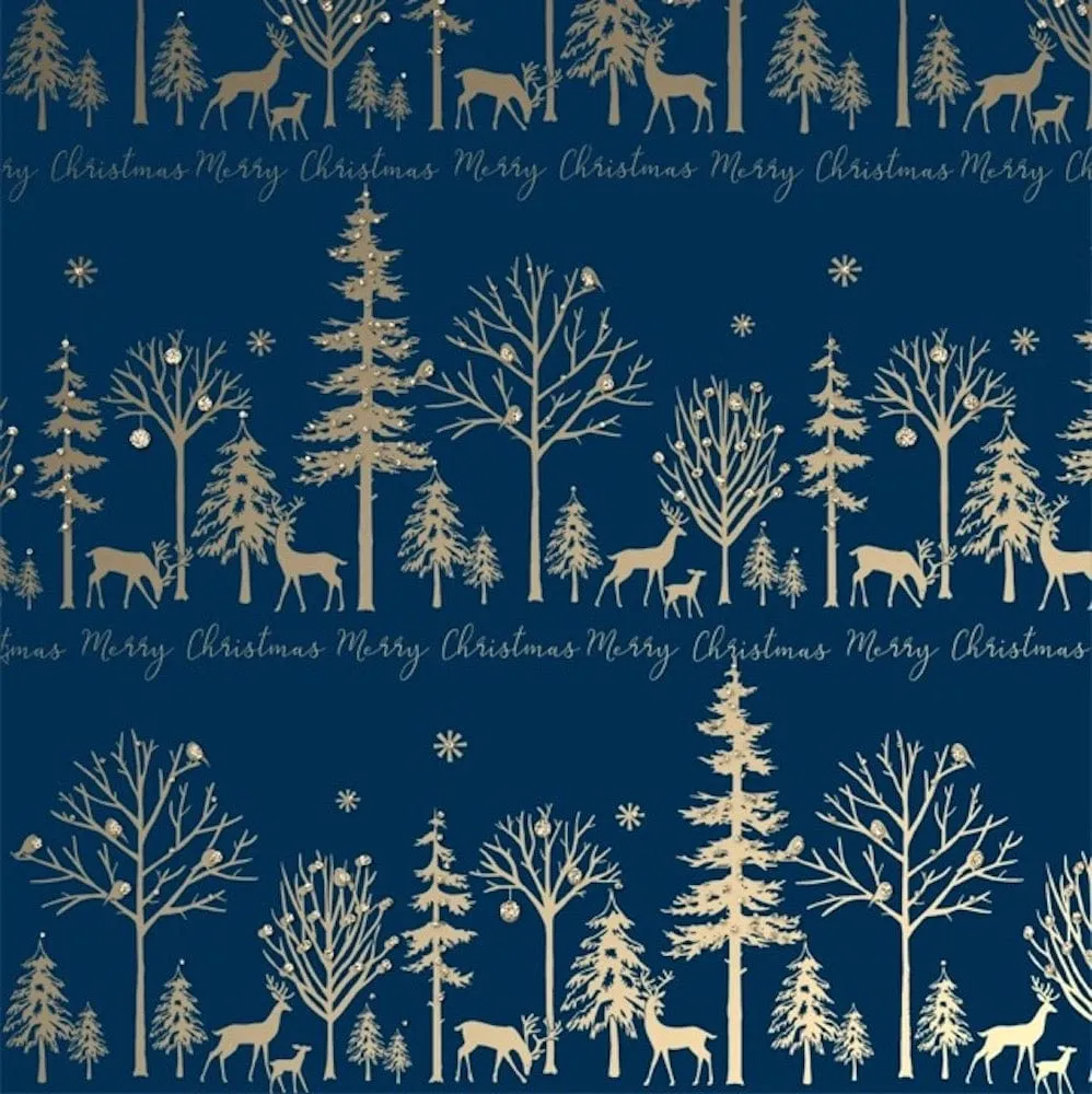 Golden Winter Scene Bioglitter FSC Wrapping Paper Sheet