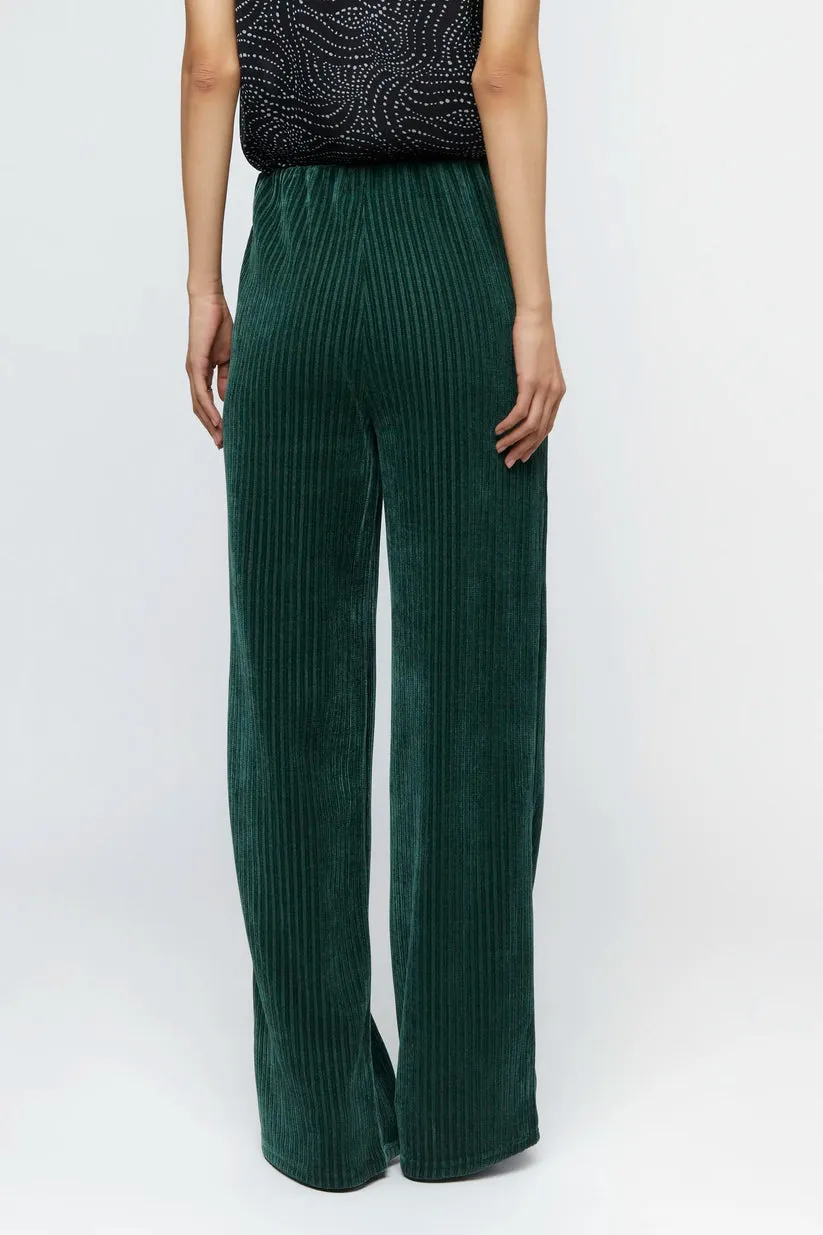 Green velvet corduroy suit trousers