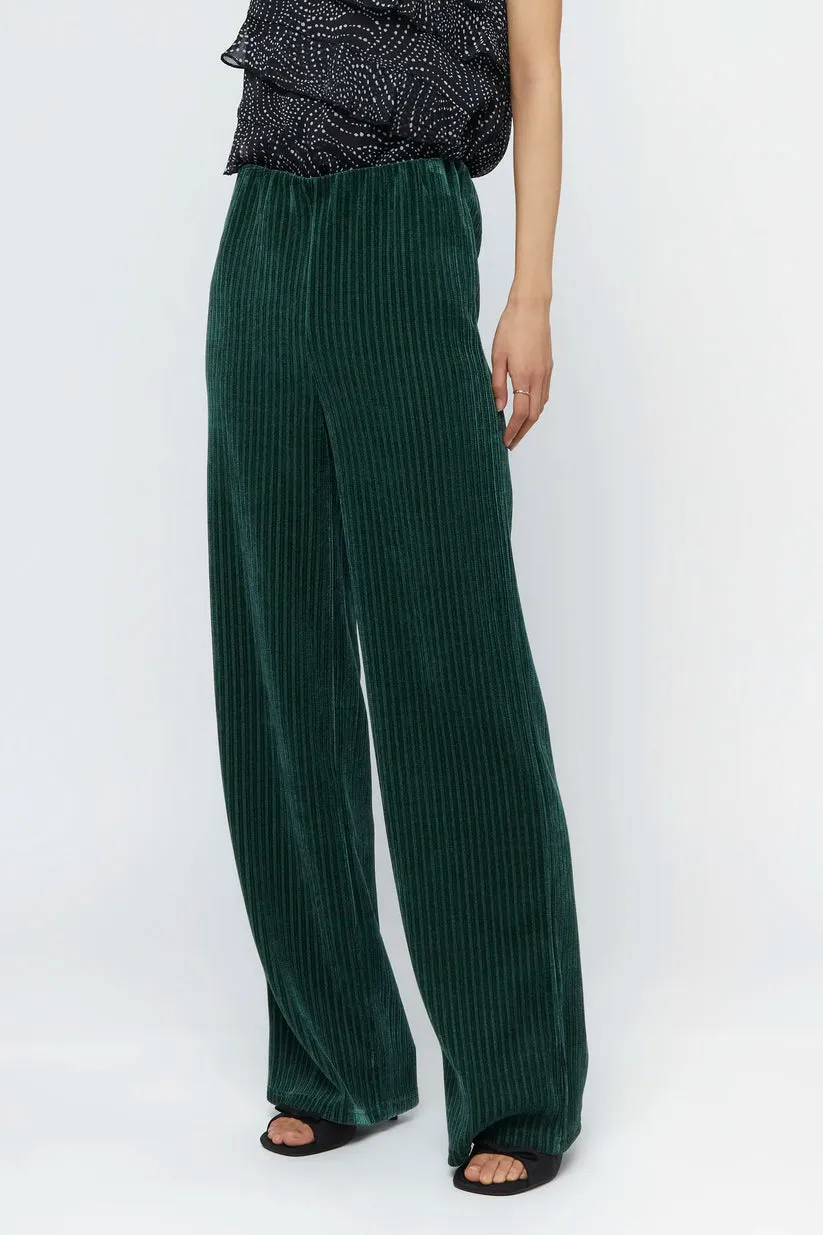 Green velvet corduroy suit trousers