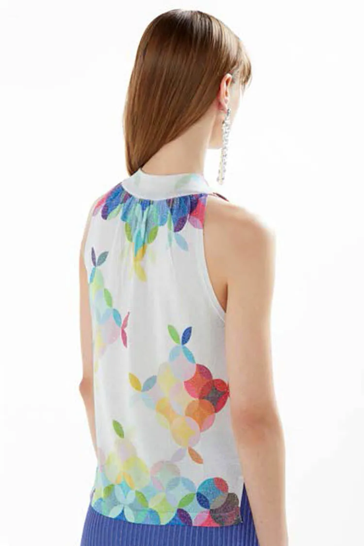 Halter Neck Lurex Tank Top in Rainbow