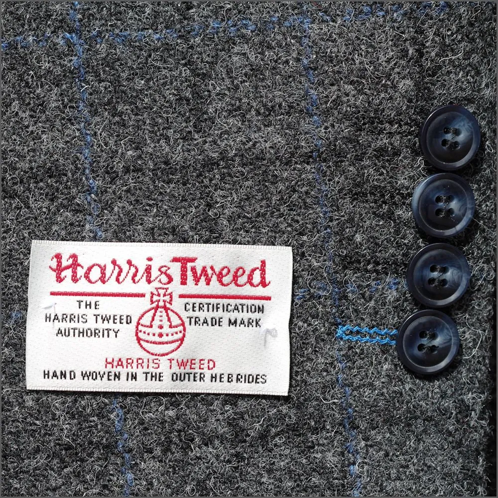 Harris Tweed Grey Marl with Blue Check 3pc Suit>