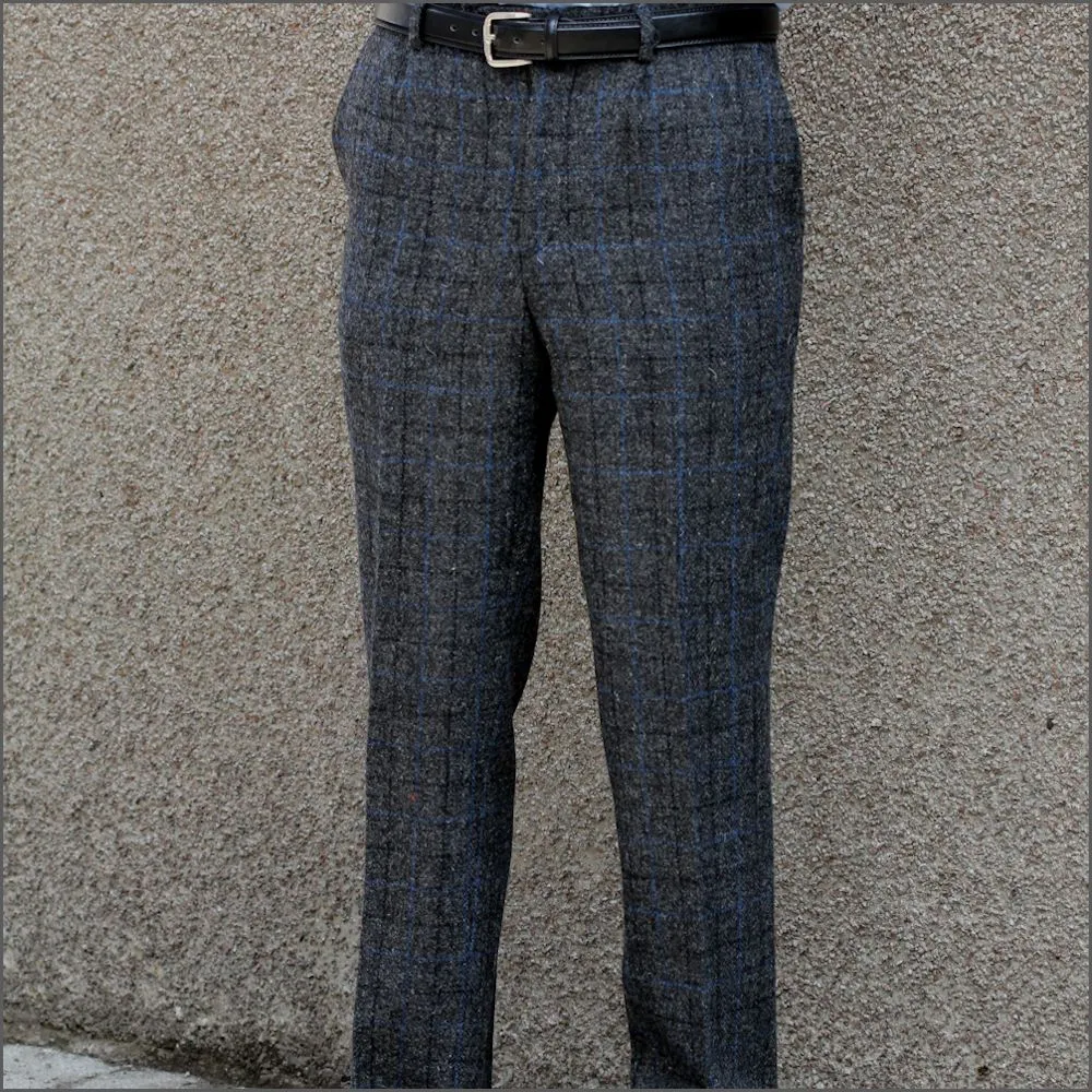 Harris Tweed Grey Marl with Blue Check 3pc Suit>