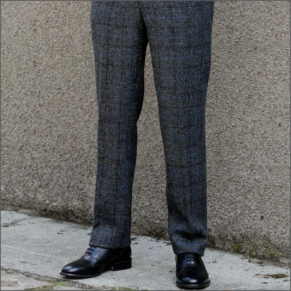 Harris Tweed Grey Marl with Blue Check 3pc Suit>