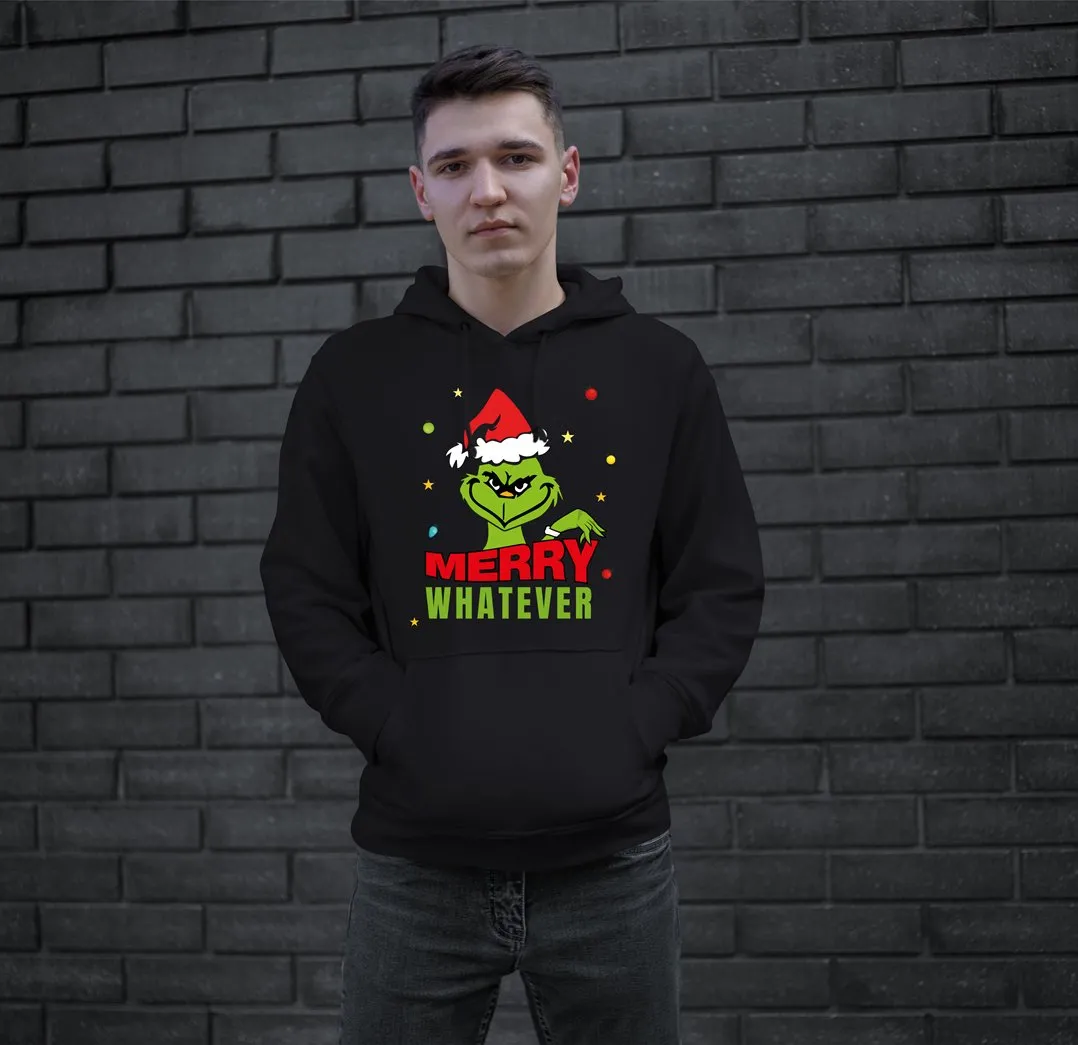 Hoodie - Grinch - Merry whatever (Gesicht & Hand)