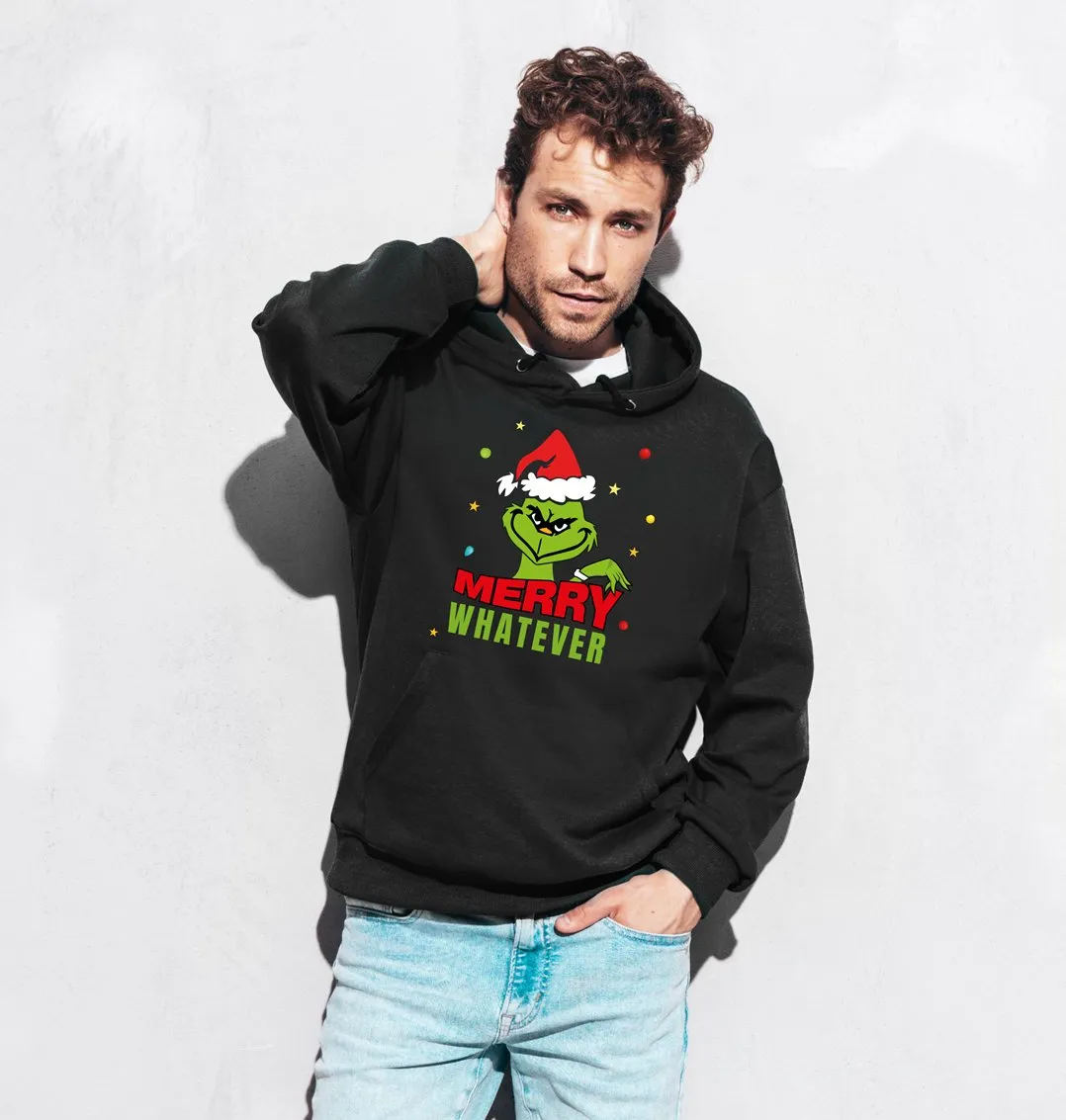 Hoodie - Grinch - Merry whatever (Gesicht & Hand)