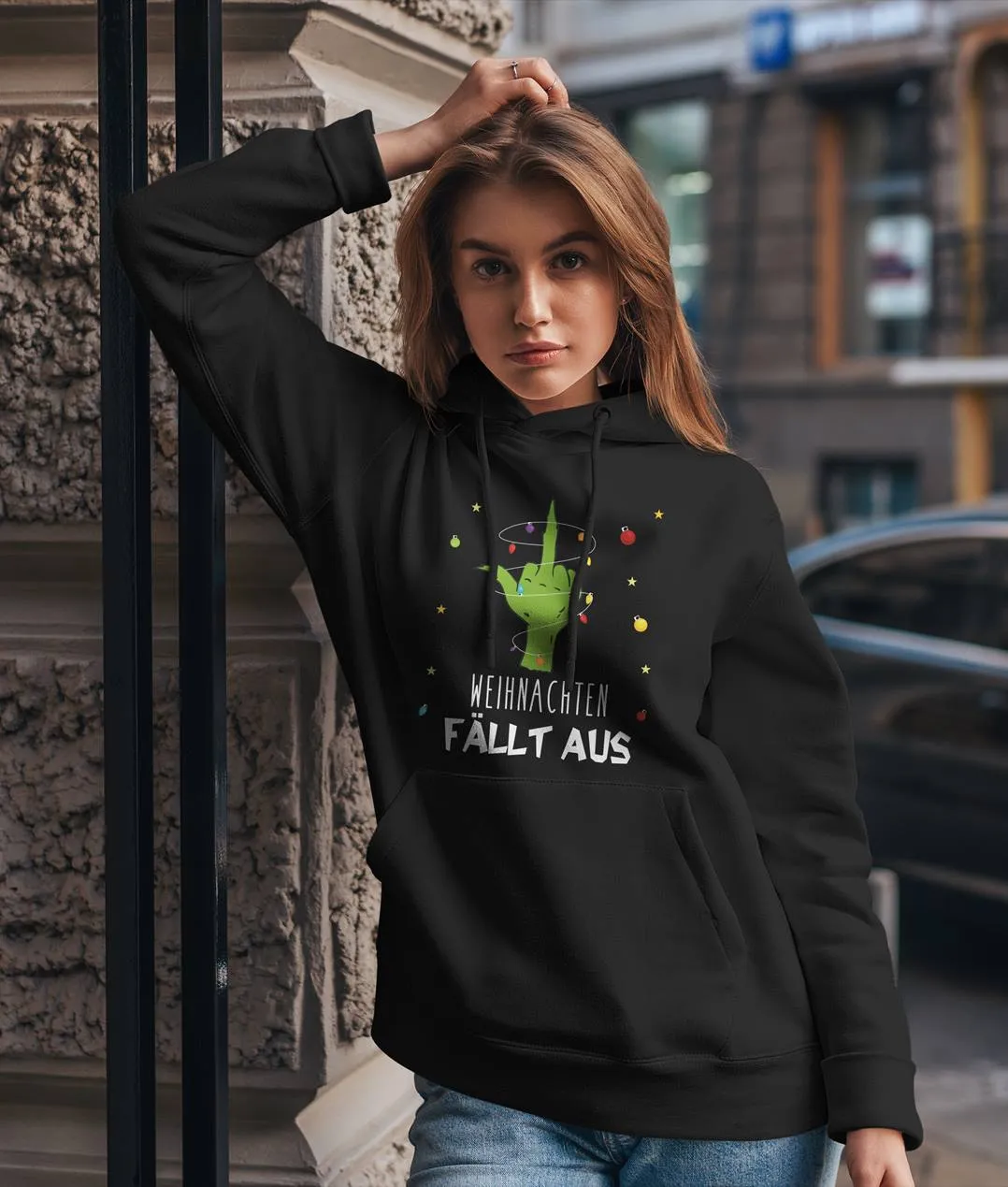 Hoodie - Grinch - Weihnachten fällt aus (Mittelfinger)