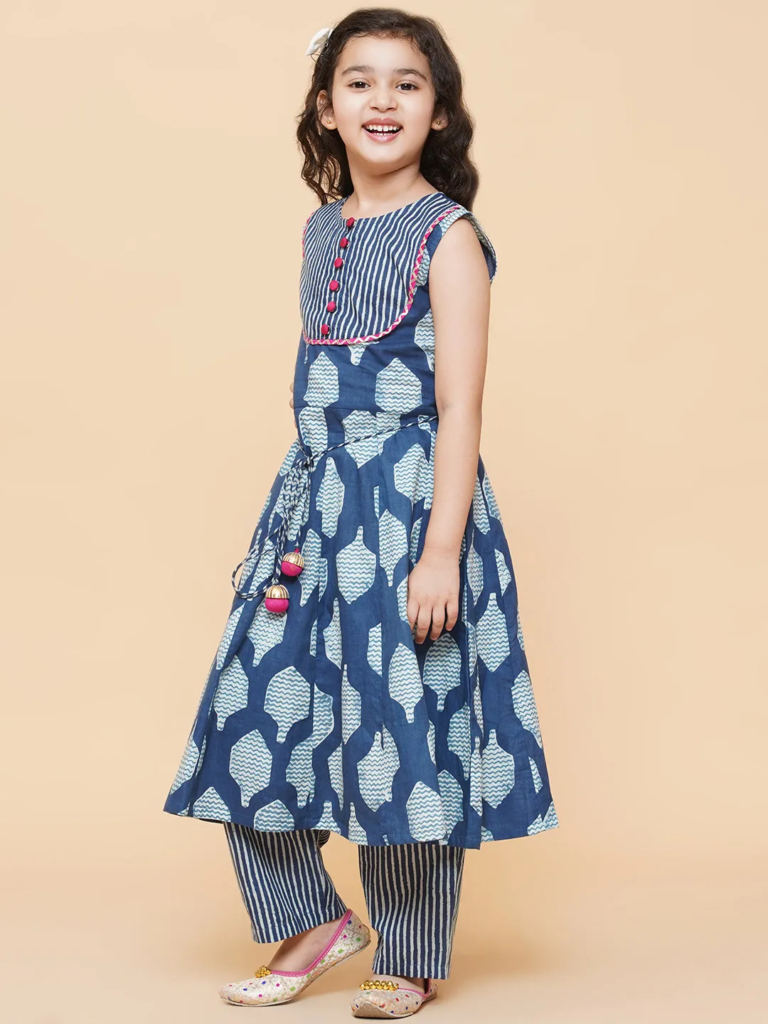 Indigo Blue Printed Kurta With Trouser