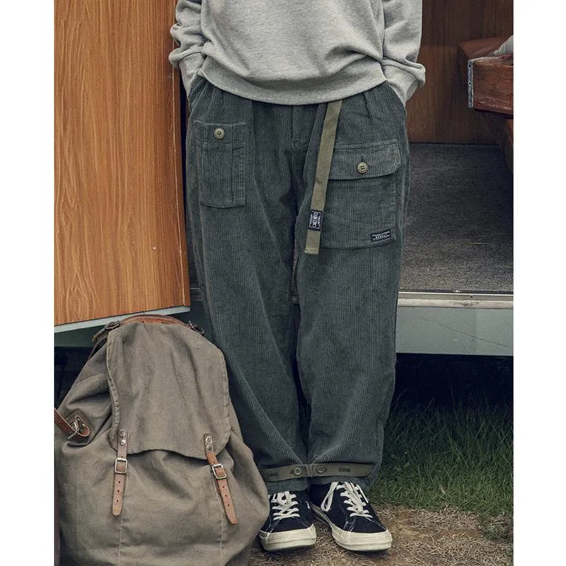 Japanese Retro Loose Fit Corduroy Pants