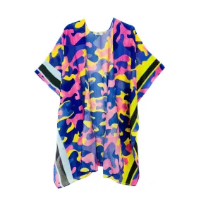 JC Sunny Fashion - Pink-Blue Two Tone Edge Camo Kimono