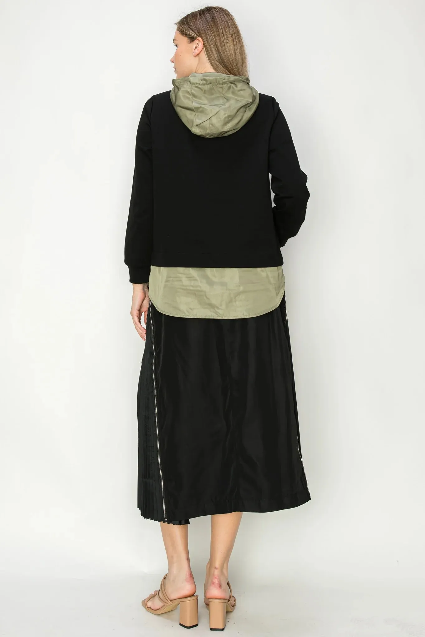 Jelani Skirt w/Pleated Zipper Sides in Black by Joh