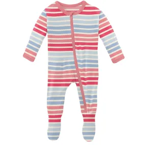 KicKee Pants Cotton Candy Stripe Footie with Zipper