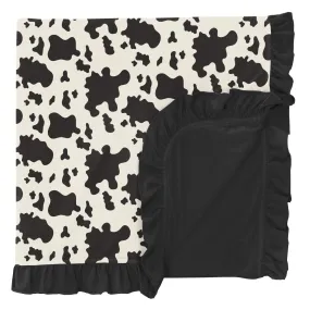 KicKee Pants Cow Print Ruffle Toddler Blanket