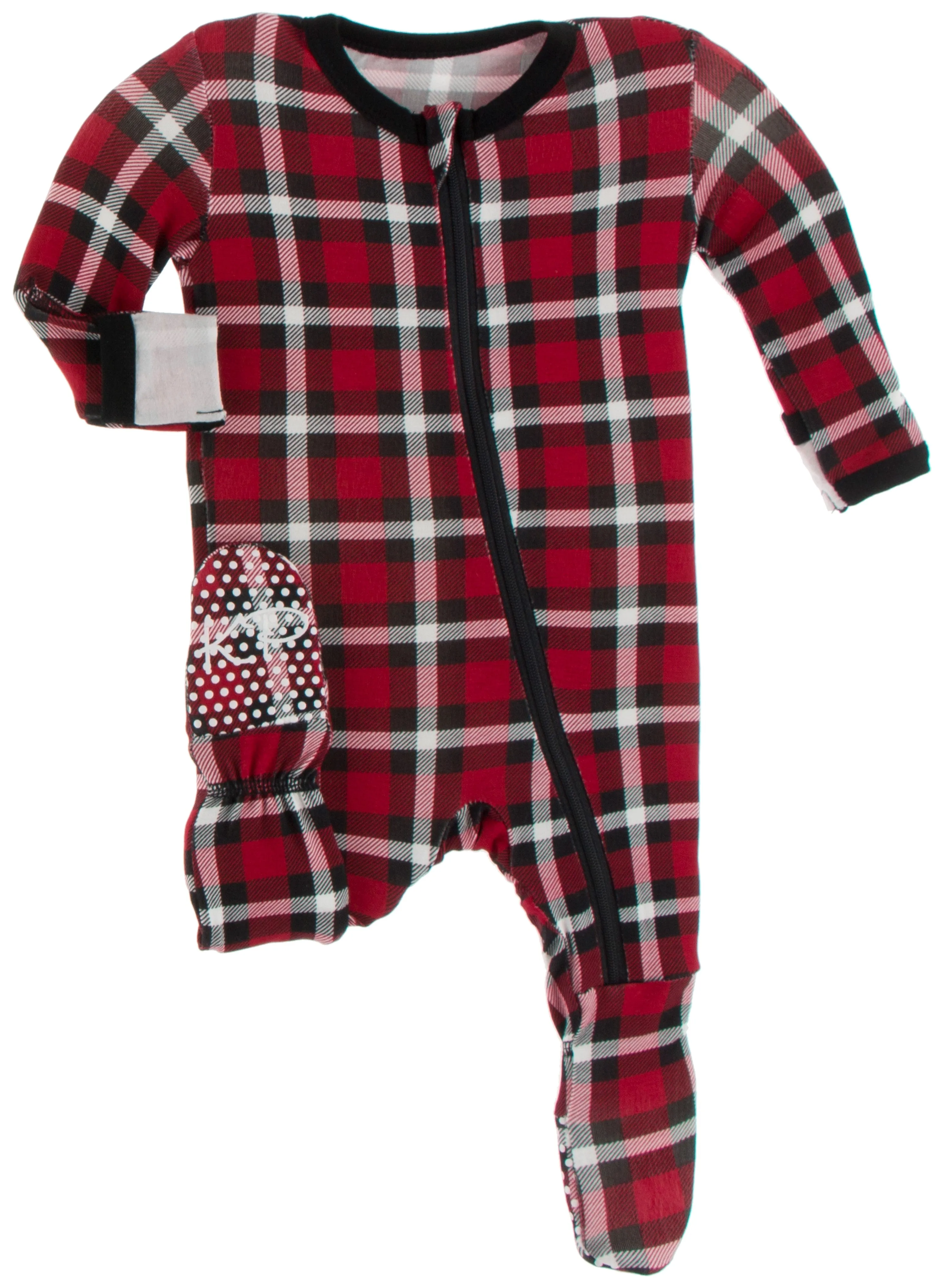 KicKee Pants Crimson 2020 Holiday Plaid Footie with Zipper