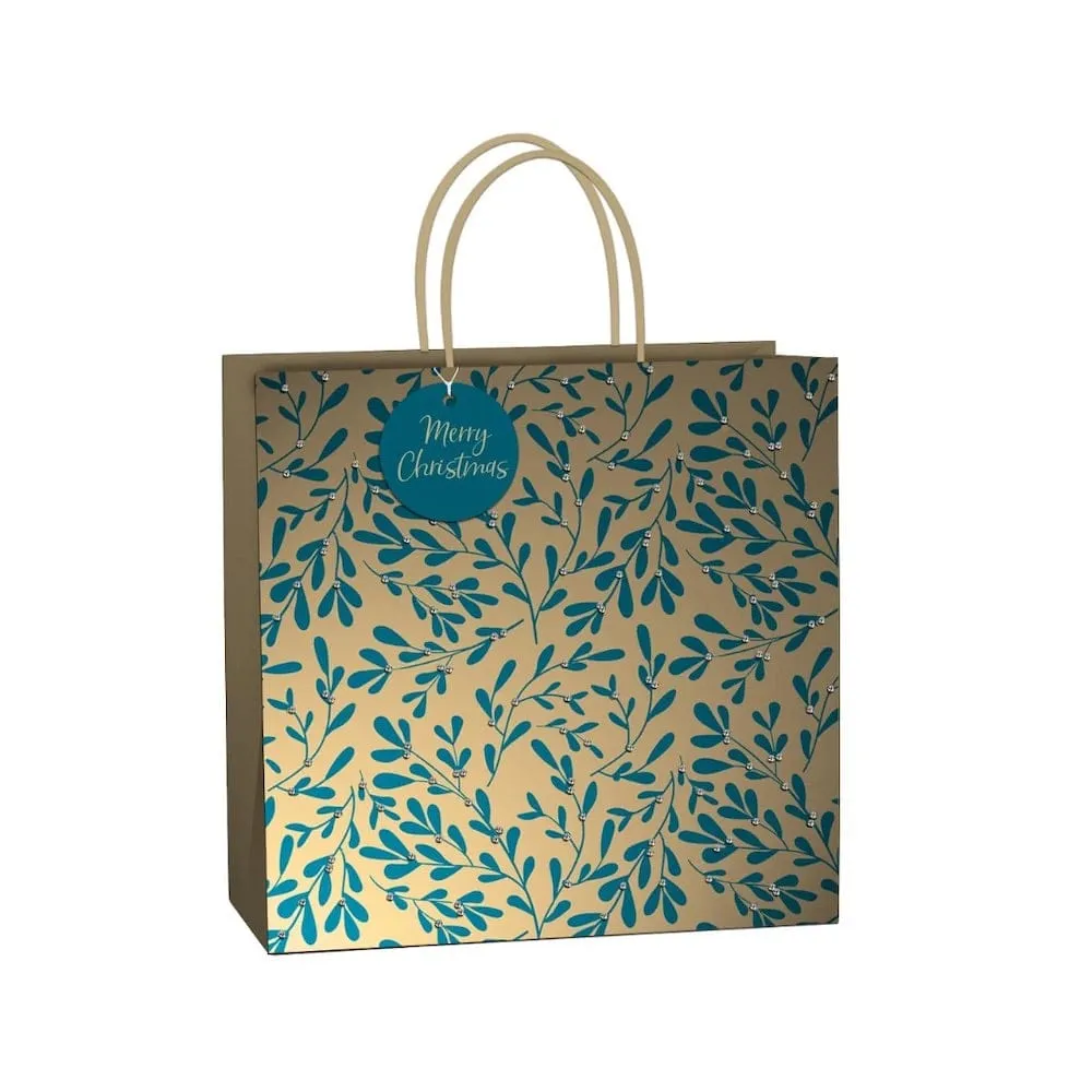 Large Luxe Gold Mistletoe Gift Bag