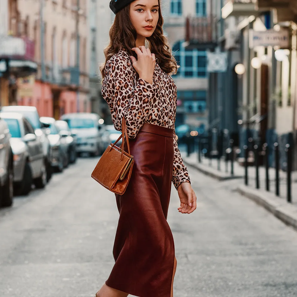 Leather Midi Skirt | KC Leather - Regina