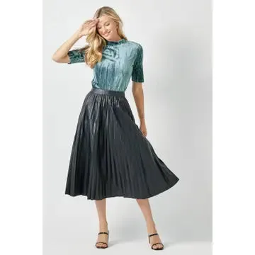 Leather Pleated Skirt