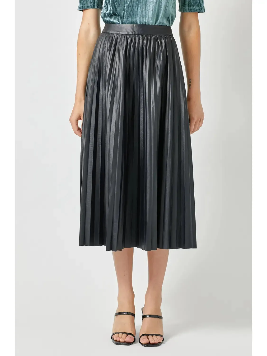 Leather Pleated Skirt