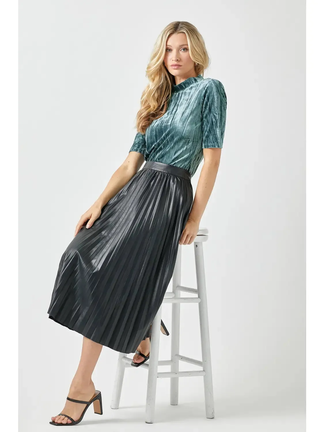 Leather Pleated Skirt