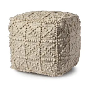 Leroy Pouf Ivory Wool