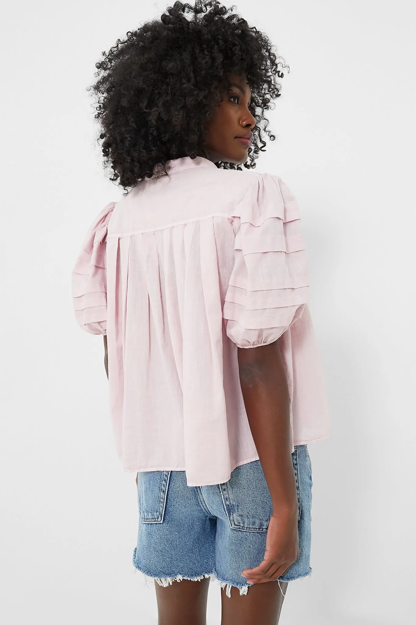 Lilac Salome Puff Sleeve Button Down Top