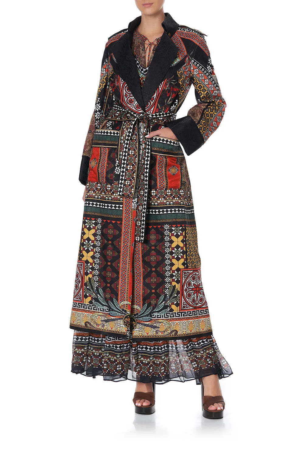 LONG MILITARY COAT PAVED IN PAISLEY