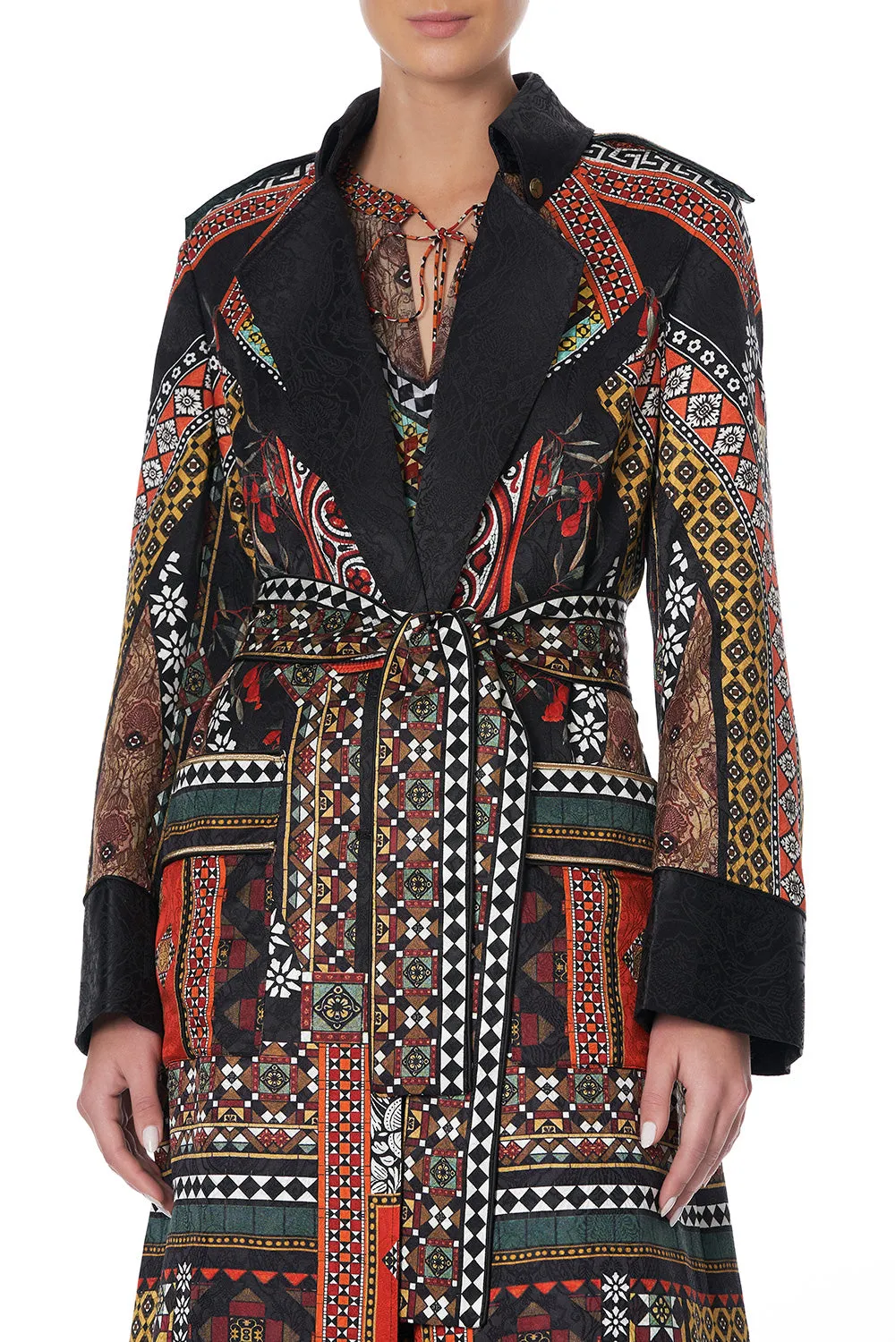 LONG MILITARY COAT PAVED IN PAISLEY