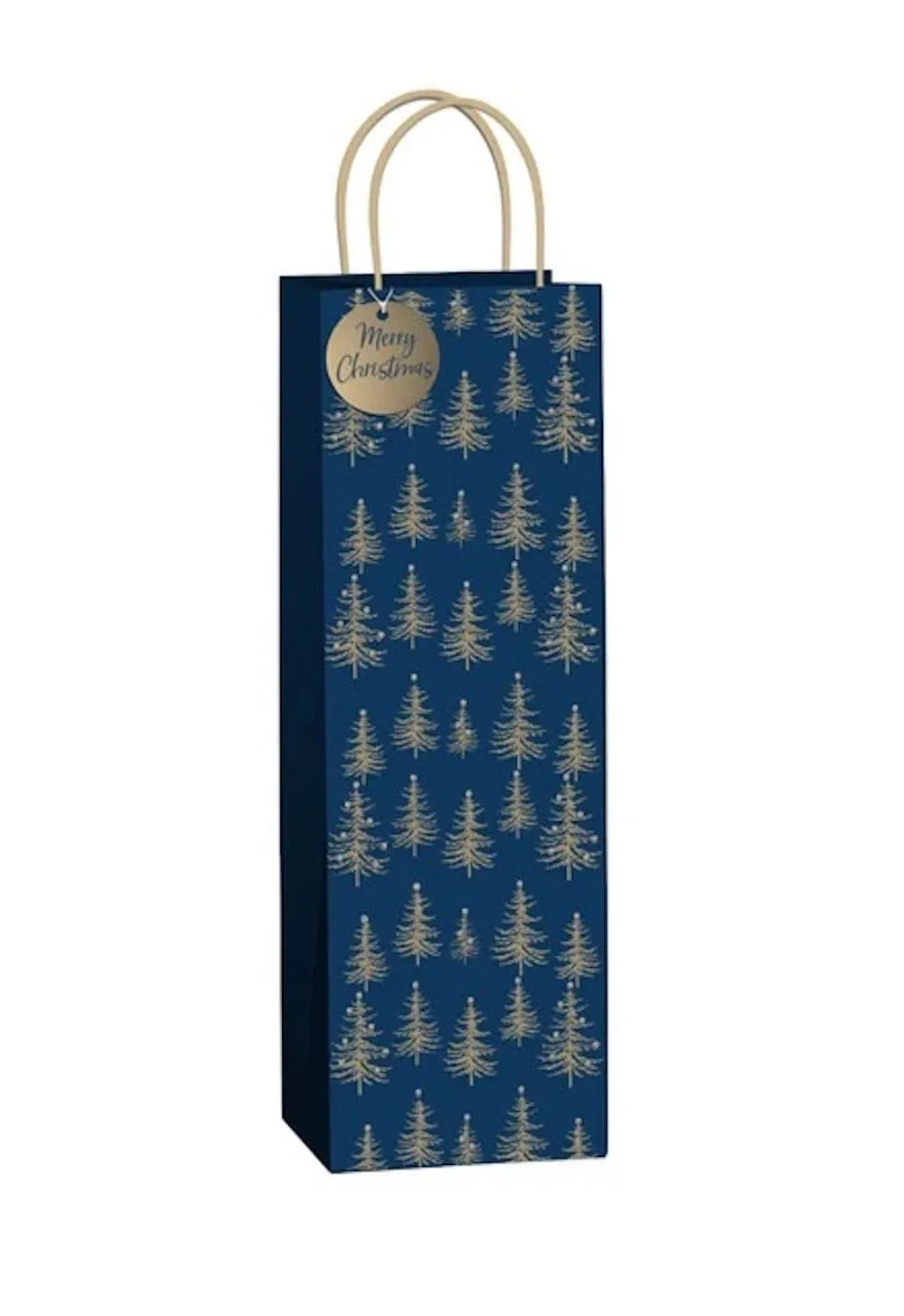 Luxe Navy & Gold Trees Bottle Gift Bag