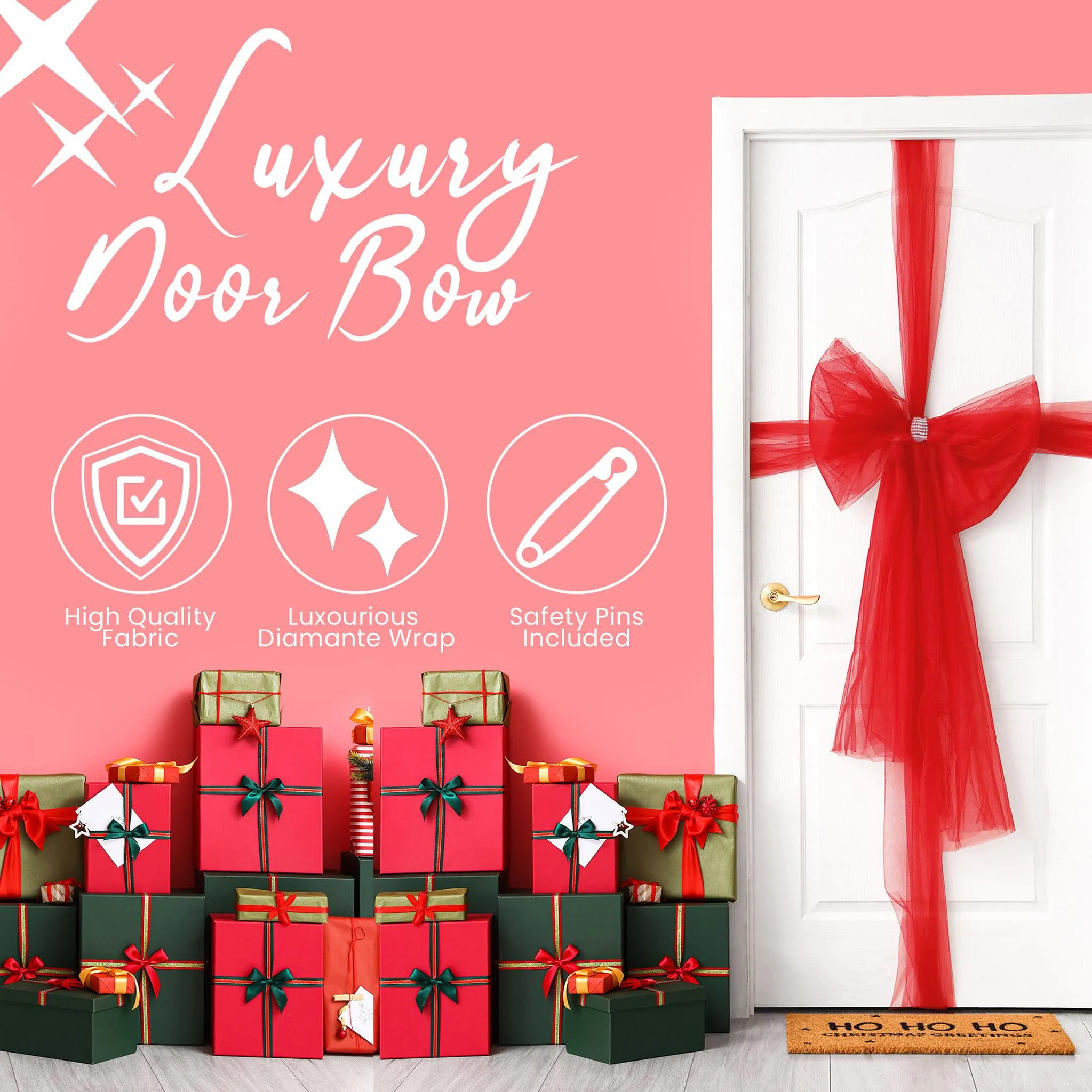 Luxury DIY Door Bow With Diamante wrap - Red