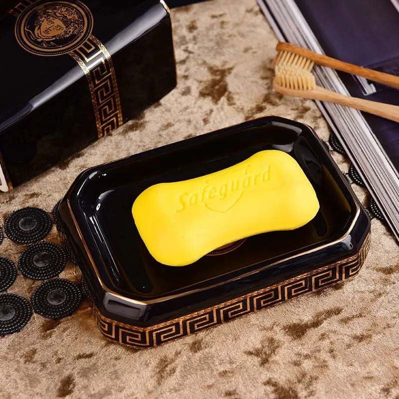 Luxury Versace Style Designer Bathroom Accessories Ceramic Sets