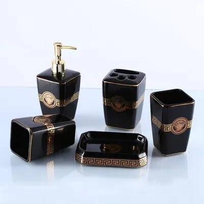 Luxury Versace Style Designer Bathroom Accessories Ceramic Sets