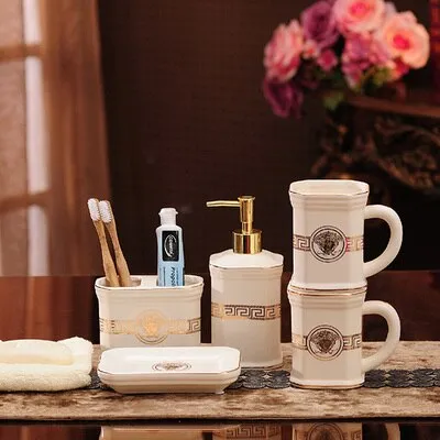 Luxury Versace Style Designer Bathroom Accessories Ceramic Sets