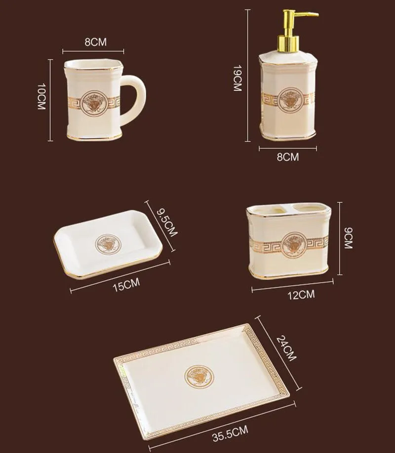 Luxury Versace Style Designer Bathroom Accessories Ceramic Sets