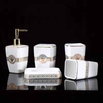 Luxury Versace Style Designer Bathroom Accessories Ceramic Sets