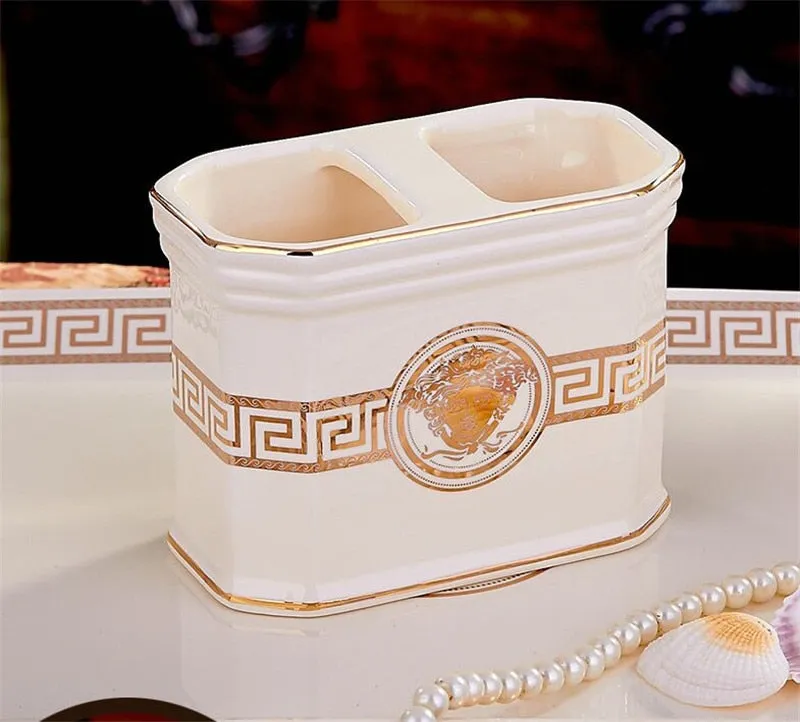 Luxury Versace Style Designer Bathroom Accessories Ceramic Sets