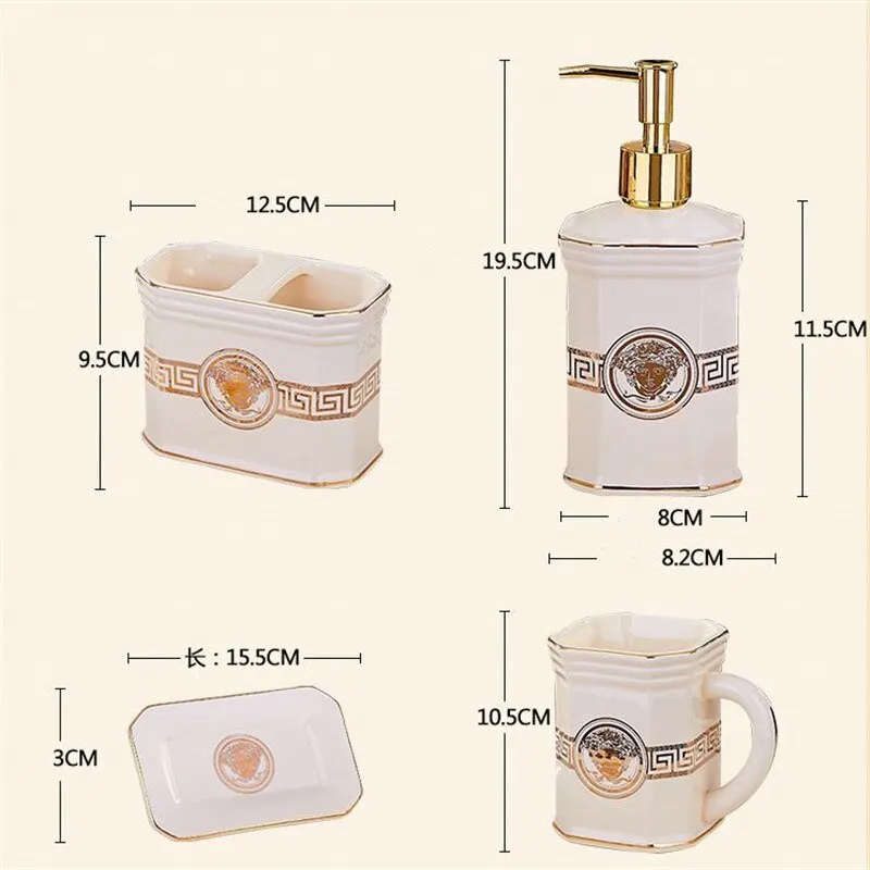 Luxury Versace Style Designer Bathroom Accessories Ceramic Sets