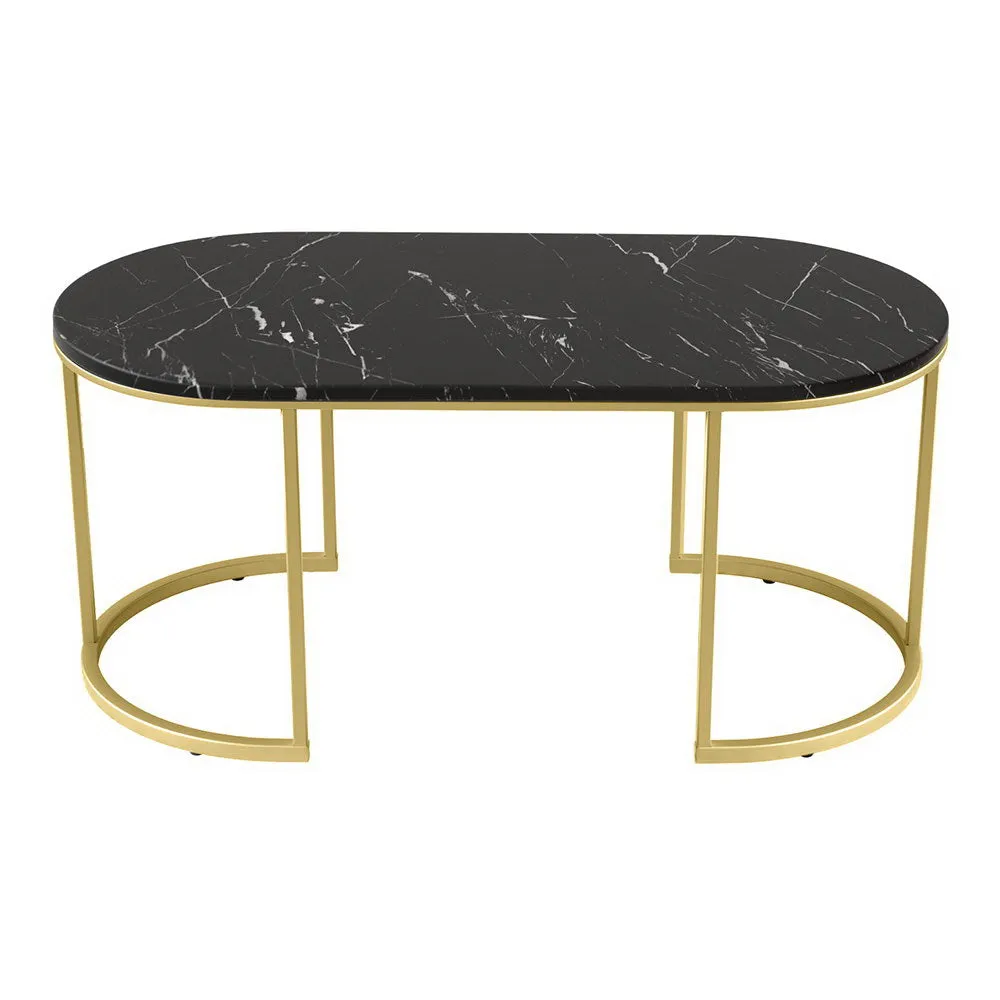 Marble Finish Coffee Table with Metal Frame, Artiss