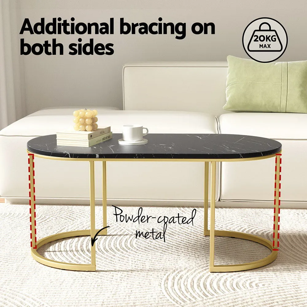 Marble Finish Coffee Table with Metal Frame, Artiss