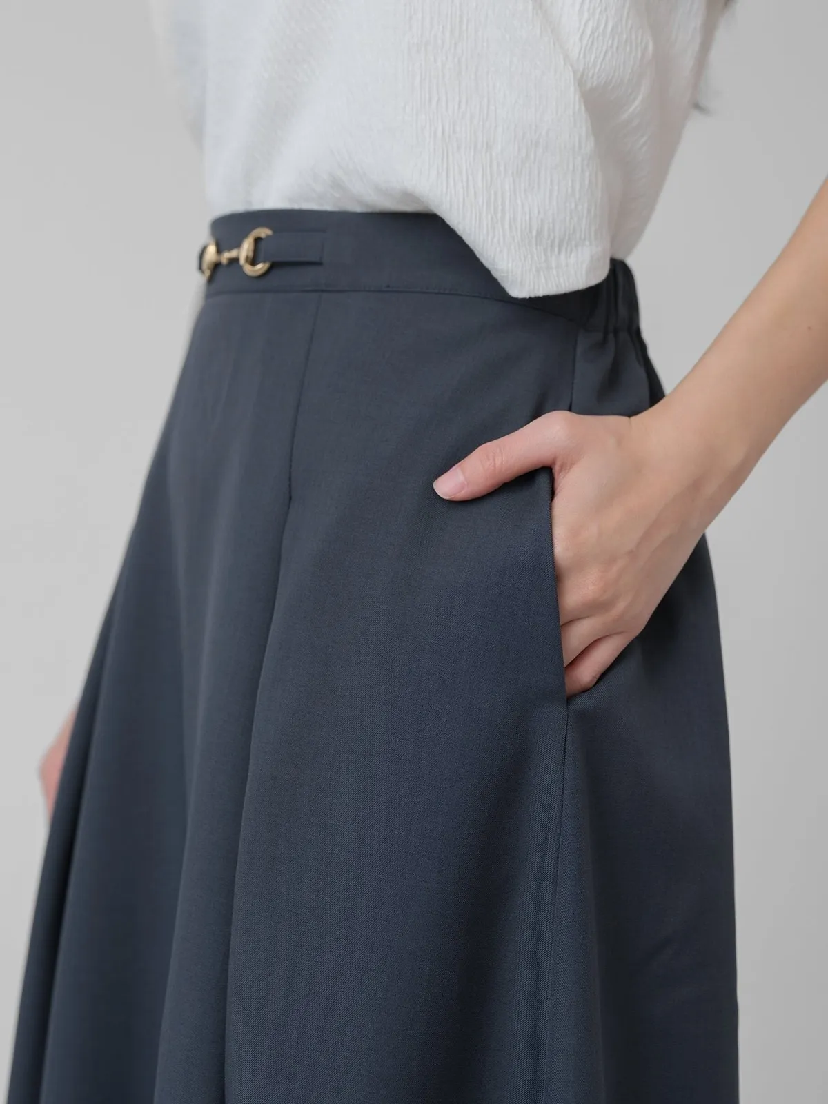 Mathilde Buckled Pleat Midi Skirt