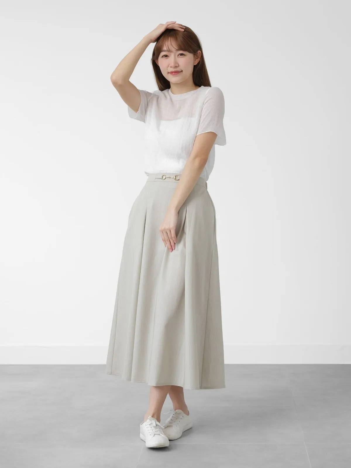 Mathilde Buckled Pleat Midi Skirt