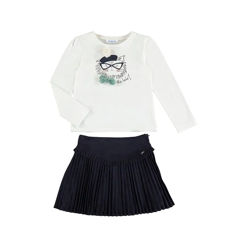 MAYORAL - Pleated Skirt Set - Navy