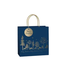 Medium Luxe Navy & Gold Winter Scene Gift Bag