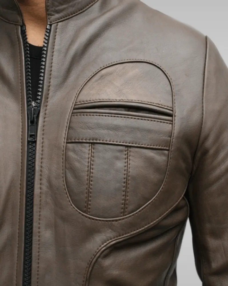 Mens 70s Style Black Vintage Biker Leather Jacket