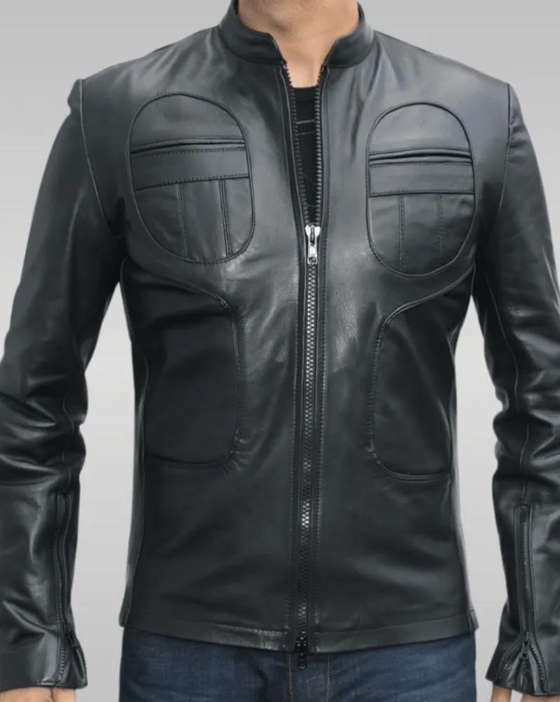 Mens 70s Style Black Vintage Biker Leather Jacket