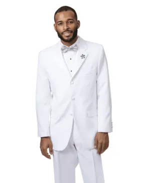 Mens Classic 3 Button Notch Lapel Tuxedo in White