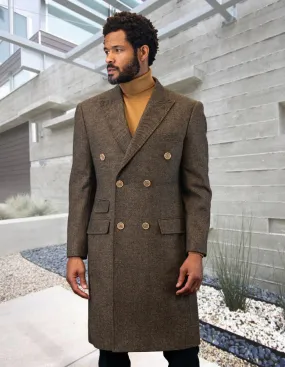 MEN'S DOUBLE BREASTED OVER COAT 100% WOOL | TAN | WJ-101