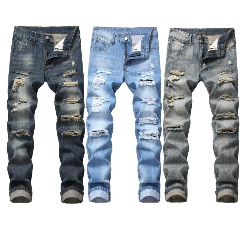 Men's Ripped Straight Fit Jeans 24376452L